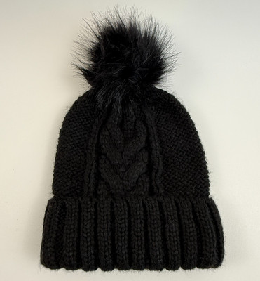 Aerie Unique Women Very Soft  Stocking Hat with Pompom   Black  One Size NWT