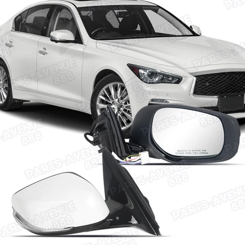 White Mirror Passenger Right Side Heated 963014HB0A for INFINITI Q50 2014-2018