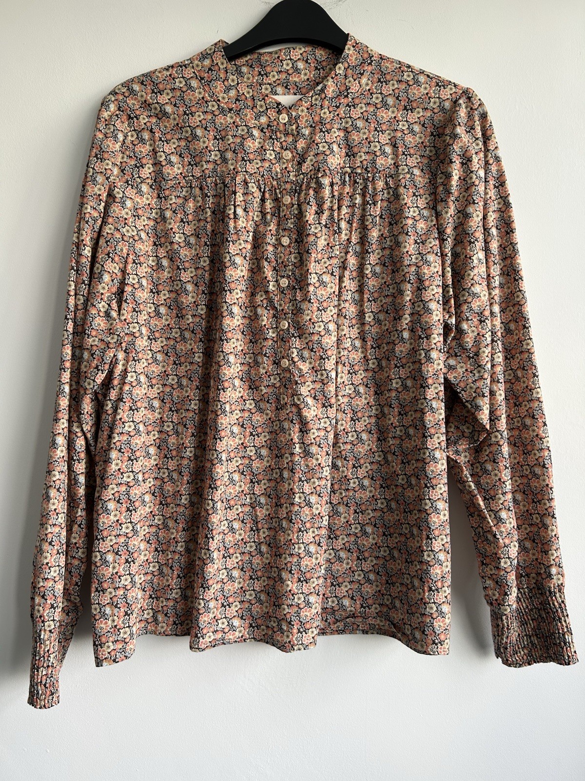 Ba&sh Freja floral blouse on ecru cotton poplin Size M UK10