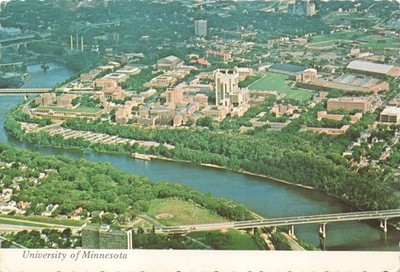 Postcard University of Minnesota Twin Cities Campus in Minneapolis Big 10 Aerial