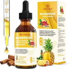 Berberine Supplement with Ceylon Cinnamon, Berberine HCL Liquid Drops Turmeric