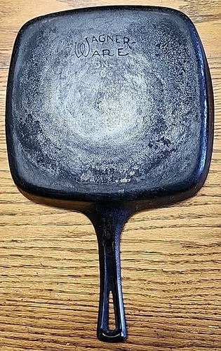 Vintage Rare Wagner  Ware Square (1218B) Cast Iron Skillet Unrestored Condition