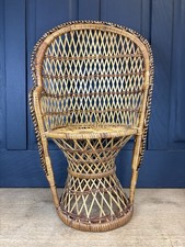 Small Peacock Chair Wicker Chair For Doll/Bear or Plant Stand Mini Chair 39cm H