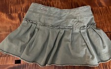 Abercrombie Fitch Y2K Green Cotton Low Rise Pleated Micro Mini Skirt Size 10