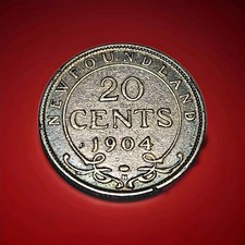 Awsome Toned 1904 Newfoundland 20c Sterling Silver Edwardian Era Pre Canada Coin