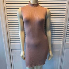 Ribbed Knit Mock Neck Bodycon Mini Dress with Open Back Chain Detail