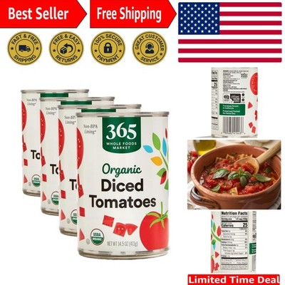 California Grown Organic Diced Tomatoes, 4 x 14.5oz Cans -  & BPA-Free