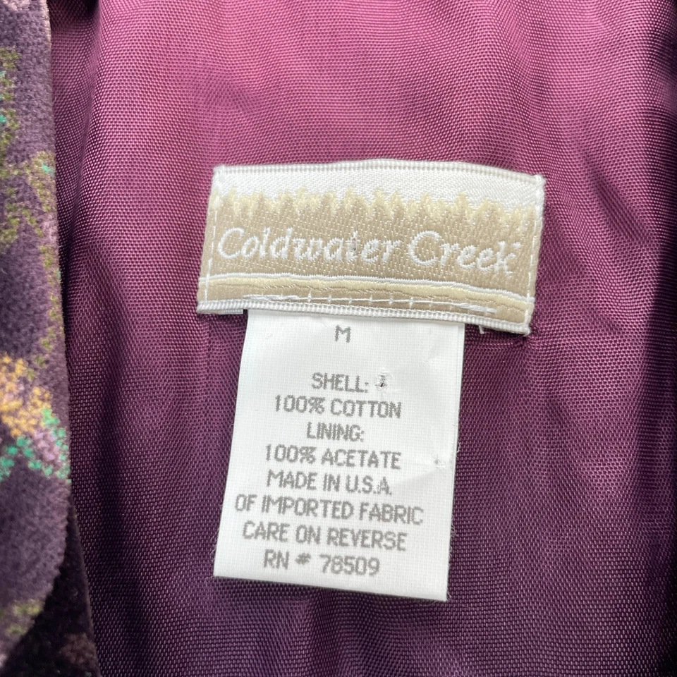 Vintage Coldwater Creek Vest Womens Medium Red Floral Velvet Notch Lapel Classic - Image 3 of 4