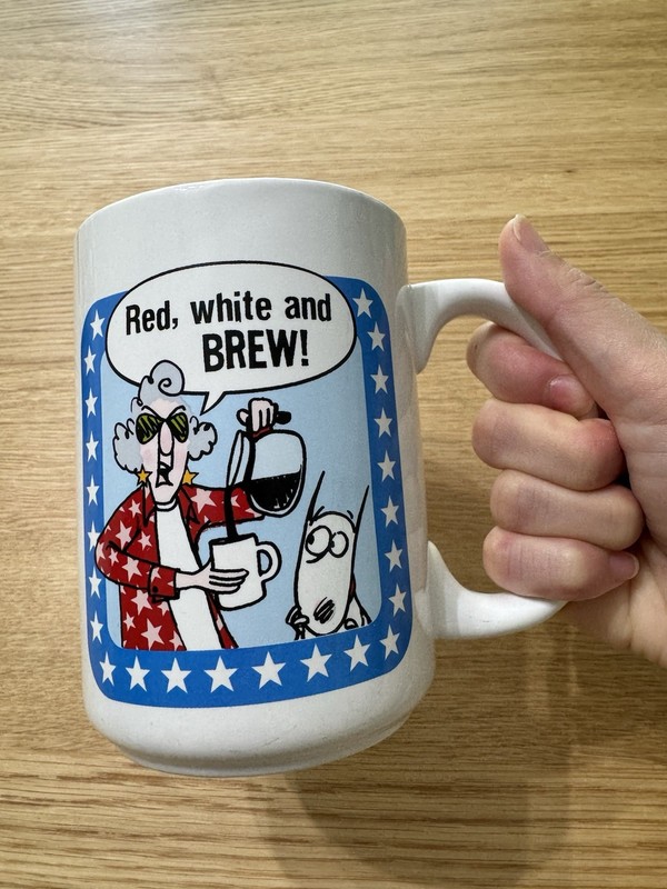 Hallmark Maxine Red White and Brew Coffee Mug 4.5Hx3.5W
