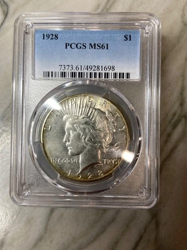 1928 Peace Dollar; MS61; PCGS