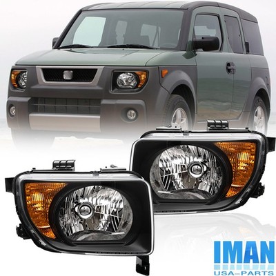 1 pair Black Housing Headlights Headlamps For Honda Element DX|EX|LX 2003-2008