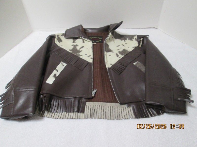 Vintage 60s 70s Thermo &Togs Kids Western Leather  Fringe Jacket Cowhide Style
