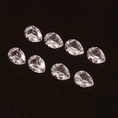 140 Pcs Natural White Sapphire 5-6 Ct Pear Cut AGL Certified Loose Gemstone Lot