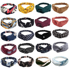 Boho Knotted Twisted Floral Headbands - 20 Pack Elastic Headband Hair Accessorie