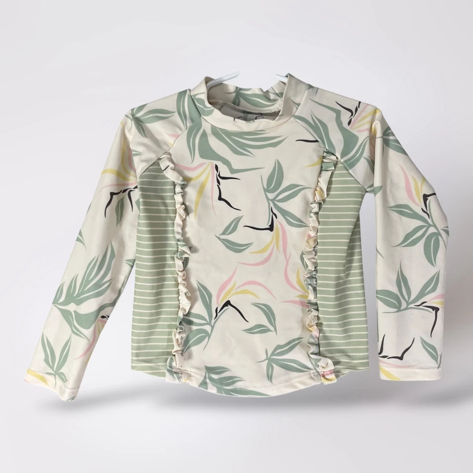 Jessica Simpson Mädchen 3T Blumendruck Langarm Rash Guard Schwimmen Oberteil Strand
