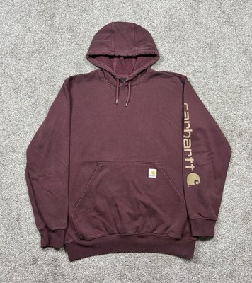 Carhartt Hoodie Men's Size Medium Loose Fit Burgundy Pullover Workwear K288 PRT