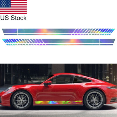 2pcs JDM NEO Sport Racing Stripe Car Side Body Skirt Door Vinyl Decal Sticker