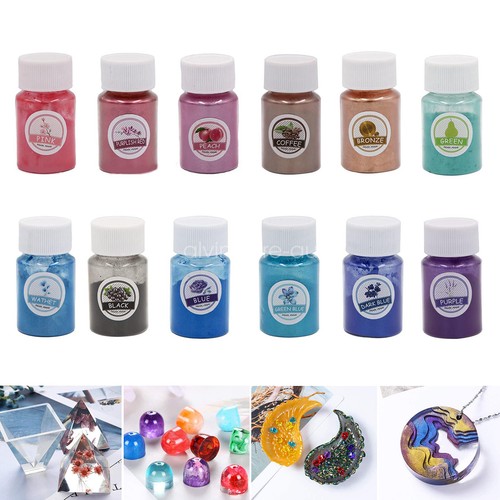 12/24 Colors Natural Mica Powder DIY Epoxy Resin Craft For Resin River Table AU - Picture 11 of 14
