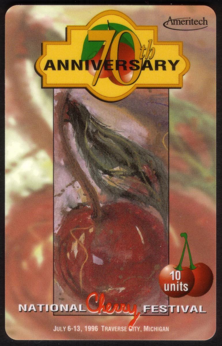 10u 70th Aniv. Nacional Cereza Festival (Mi - Julio 1996) Usado Teléfono Tarjeta
