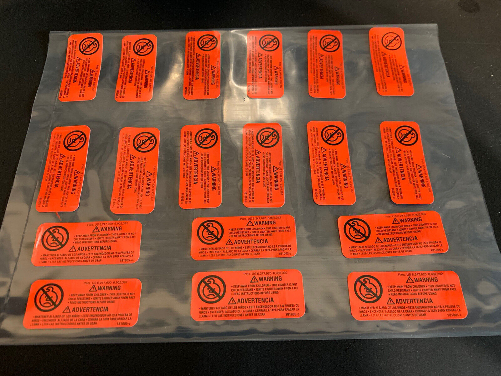 Lot 18Pcs Zippo  Warning Label Stickers Orange Zippo Lighter Seal Stickers. Available Now for 9.95