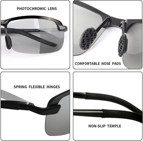 Men Polarized Photochromic Sunglasses Driving Transition Lens Glasses Eyewear US - Picture 6 of 17