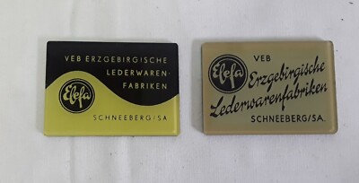 2 alte Taschenspiegel Werbung Elefa Erzg.  Lederwaren Fabriken Schneeberg Reklam
