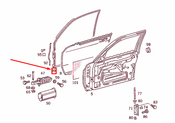 MERCEDES-BENZ S W126 Dichtungsstreifen vorne rechts A1267200278 