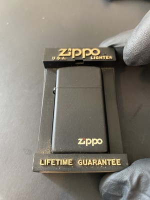 Zippo Slim Black Matte with Initial Plate Lighter # 16181 Unfired w/Box