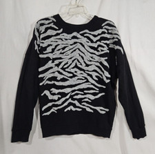 ALLSAINTS Zira Sweatshirt Small Top Carpet Striped Animal Black Cotton Sweater