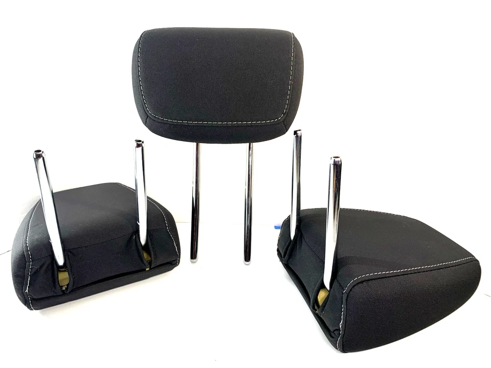 ☑️ Juego de 3 reposacabezas traseros Ford Escape 2013-2019 tela negra con costuras blancas OEM Foto 4 de 4