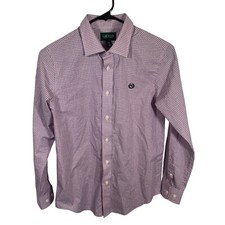 Lauren Ralph Lauren Button Down Shirt Boys Size 14 Pink Blue Collar L/S Dress