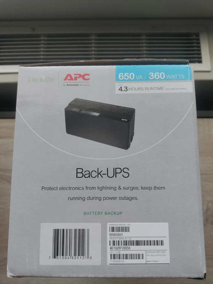 APC Battery Back-UPS, BN650M1 650VA / 360 Watts Up to 4.3 Hours Runtime - Image 3 of 4
