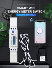 18mm Din Rail Single Phase Wifi Timer Power Consumption Wattmeter 60A 110V 220V