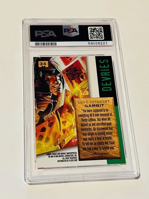 Gambit Marvel Masterpieces Comic Card Sky Box PSA 9 POP 3 RARE #34 sp 1995 Remy - Image 3 of 3