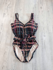 Hermoza Halle One Piece Plaid Swimsuit Women's size 10 black modest