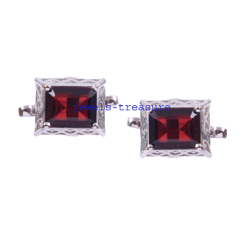 Boutons De Manchette Argent 925 Avec Grenat, Améthyste, Tourmaline - Naturel, 5-9.99 Ct - Neuf Sans Emballage