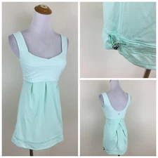 LULULEMON Athletica Womens sz 2 Green White Striped Drawstring Hem Tank Top