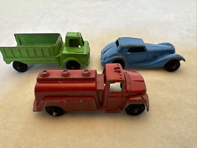 Vintage Tootsietoy Diecast Cars 39 Mercedes, Tanker, Shuttle Truck Lot Of 3 60s
