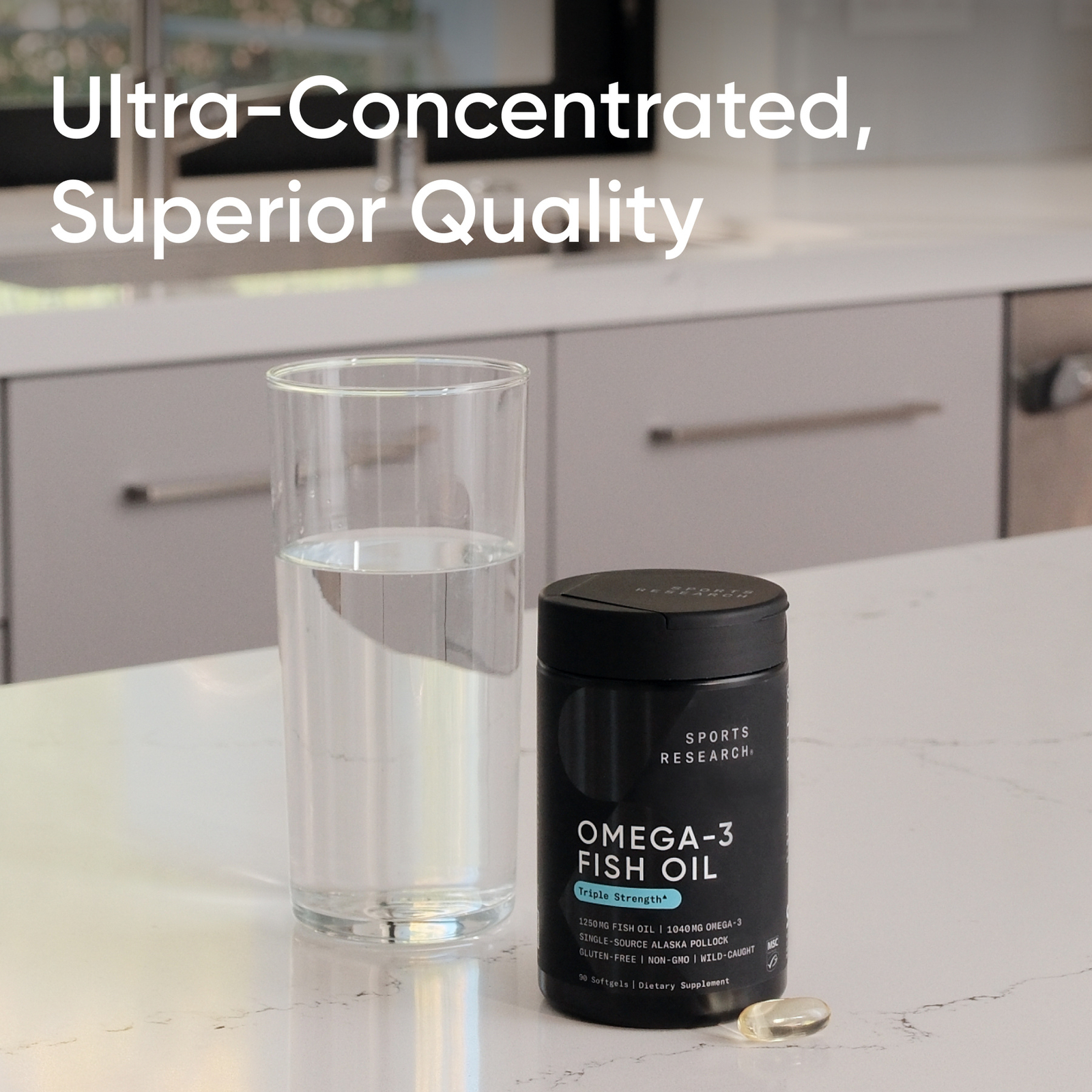 Triple Strength Omega 3 Fish Oil Burpless Supplement EPA DHA Fatty Acids 90 ct