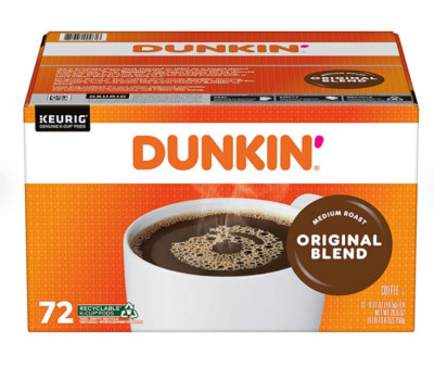 Dunkin' Donuts Medium Roast K-Cup Coffee Pods, Original Blend, 72 ct.