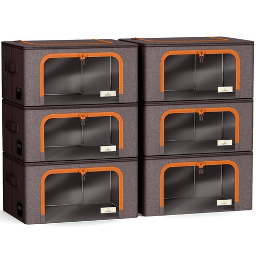 Sorbus Storage Bins with Metal Frame, Window, and Handles, 6 Pc Organizer Bins - Picture 21 of 42