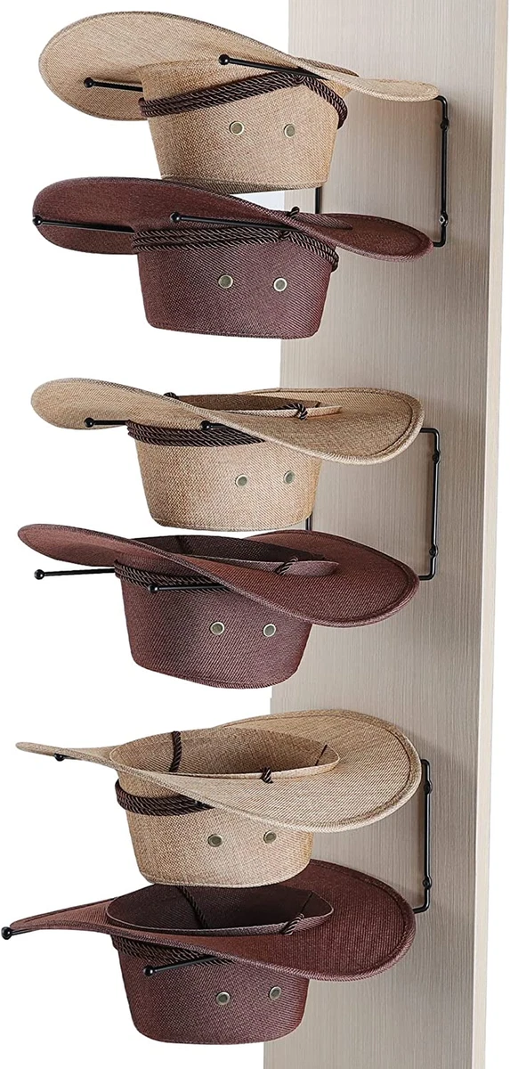Cowboy Hat Rack For Wall Display Black Holder Organizer 6 Pieces NEW