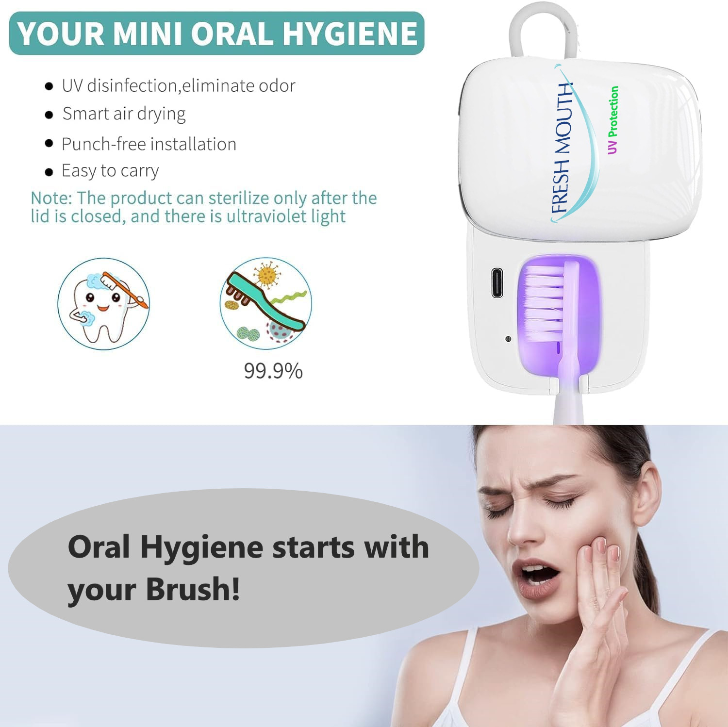 UV-C Toothbrush Sanitizer, Dryer & Holder