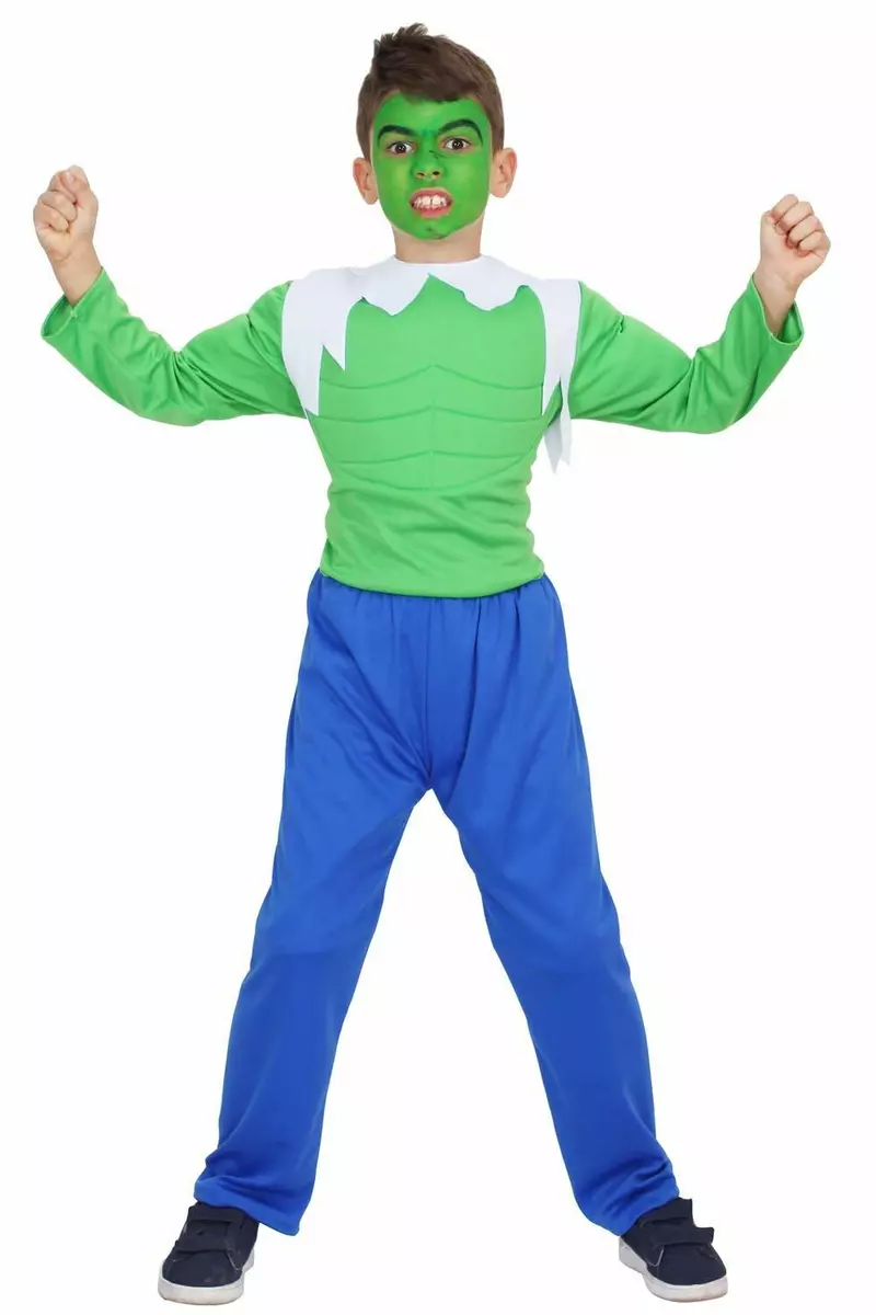 HULK costume CARNEVALE bambino UOMO VERDE completo tg. 7/8 anni