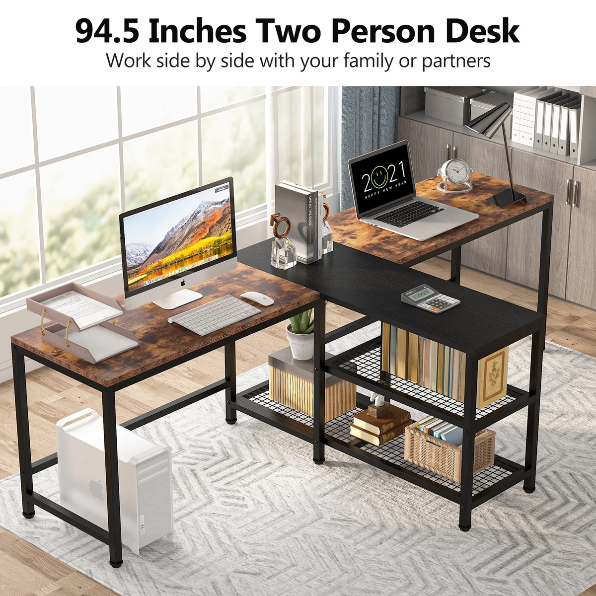 Tribesigns 94.5 inches computer desk with hutch deals