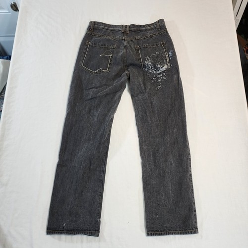 Kani Gold Jeans Men's 36 X 34 Dark Gray Denim Distressed Straight Leg Zip Fly - Picture 13 of 20