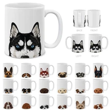 Dog Design Ceramic Travel Mug Home Tea Coffee Cup With Handgrip, 11 OZ