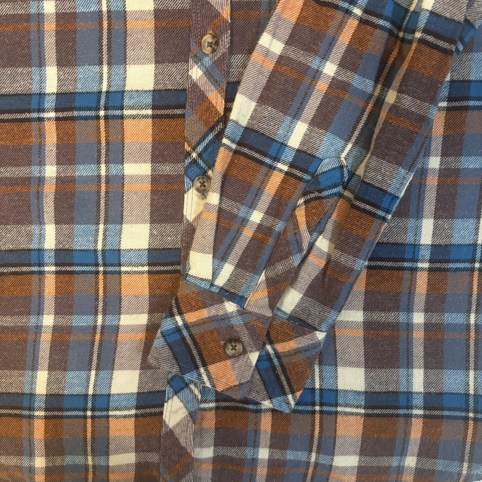 Camisa con botones Volcom de franela a cuadros naranja marrón multicolor para niños talla grande Foto 4 de 4