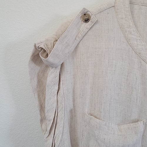 Minkpink Sanford Beige Short Sleeve Button Wide leg Linen Jumpsuit Size Small - Imagen 9 de 22