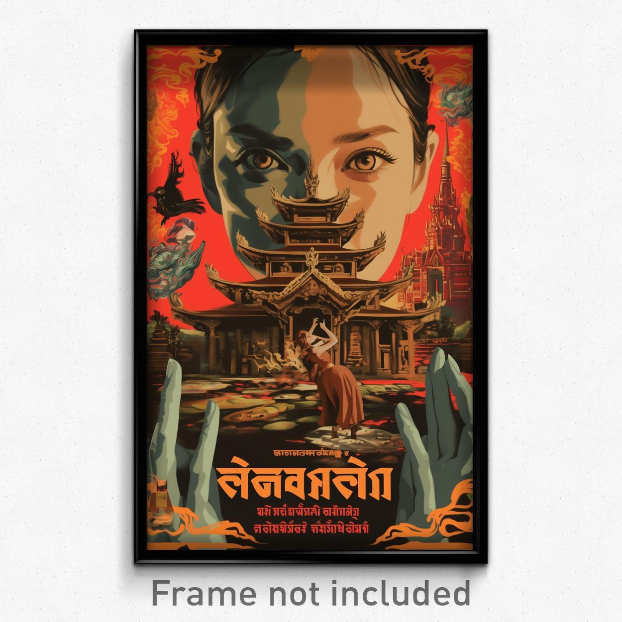 Vintage Thai Movie Poster Art Print - Shy Girl in Drab Outfit